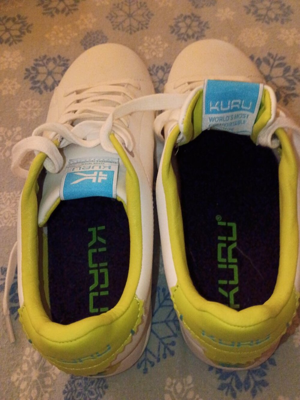 Kuru Roam Leather Sneakers in Bright White and Pale Lime ~7.5~ - Picture 4 of 5